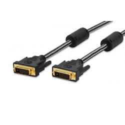 Ednet Připojovací kabel DVI, DVI (24 + 1), 2x ferit samec samec, 3,0 m, DVI-D Dual Link, bavlna, zlato, černý