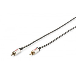Ednet Audio propojovací kabel, 1x RCA samec samec, 2,5 m, mono, stíněný, bavlna, zlato, stříbrný černý