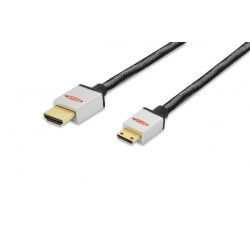 Ednet Připojovací kabel HDMI High Speed, typ C na typ A M M, 2,0 m, Full HD, bavlna, zlato, si bl