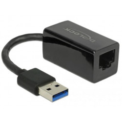 Delock Adaptér Super Speed USB (USB 3.1 Gen 1) s USB Typ-A samec  Gigabit LAN 10 100 1000 Mbps kompaktní černý