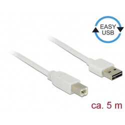 Delock Kabel EASY-USB 2.0 Typ-A samec  USB 2.0 Typ-B samec 5 m bílý