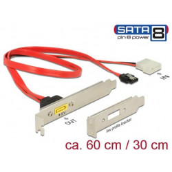 Delock Záslepka SATA 6 Gb s 7 pin samice + Molex 2 pin napájení samec interní  SATA samec s pin 8 napájení externí