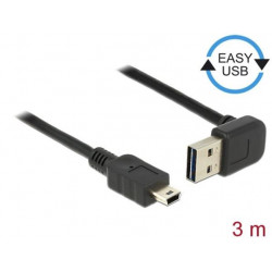 Delock Kabel EASY-USB 2.0 Typ-A samec pravoúhlý nahoru dolů  USB 2.0 Typ Mini-B samec 3 m