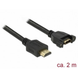 Delock Kabel HDMI-A samec  HDMI-A samice montážní panel 4K 30 Hz 2 m