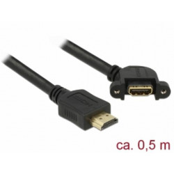 Delock Kabel HDMI-A samec  HDMI-A samice montážní panel 110° pravoúhlý 4K 30 Hz 0,5 m