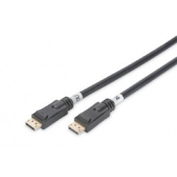 Digitus DisplayPort 1.2. připojovací kabel se zesilovačem 10 m, Ultra HD 4K ,zlacené konektory