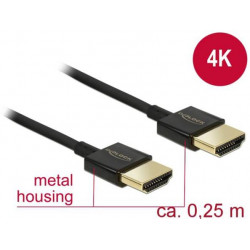 Delock Kabel High Speed HDMI s Ethernetem - HDMI-A samec  HDMI-A samec 3D 4K 0,25 m Slim High Quality