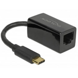 Delock Adaptér Super Speed USB (USB 3.1 Gen 1) s USB Type-C™ samec  Gigabit LAN 10 100 1000 Mbps kompaktní černý