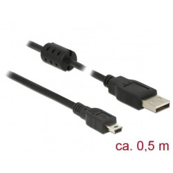 Delock Kabel USB 2.0 Typ-A samec  USB 2.0 Mini-B samec 0,5 m černý