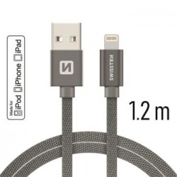 SWISSTEN DATA CABLE USB LIGHTNING MFi TEXTILE 1,2M GREY