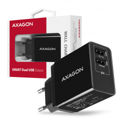 AXAGON ACU-DS16, SMART nabíječka do sítě 16W, 2x USB-A port, 5V 2.2A + 5V 1A