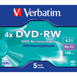 VERBATIM DVD-RW (4x, 4,7GB), 5ks pack