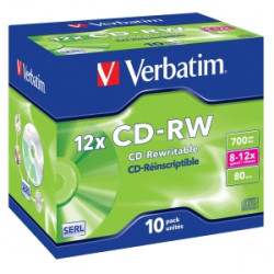 VERBATIM CD-RW(10-Pack) Jewel 12x 700MB