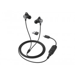 Logitech Zone Wired Earbuds - Náhlavní souprava - špuntová sluchátka - kabelové - 3.5 mm jack - izolace zvuku - grafit - Optimalizováno pro UC