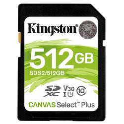 Kingston paměťová karta 512GB Canvas Select Plus SD UHS-I (čtení zápis: 100 85MB s)