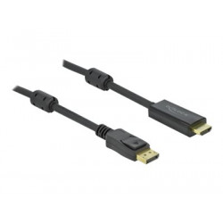 Delock - Kabel adaptéru - DisplayPort s piny (male) zamykací do HDMI s piny (male) - 3 m - trojnásobně stíněný - černá - podporuje 4K, aktivní