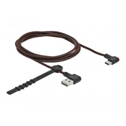 Delock Easy - USB kabel - USB (M) levý pravý úhel, reverzibilní do USB-C (M) levý pravý úhel, reverzibilní - 1.5 m - černá