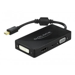 Delock - Video adaptér - Mini DisplayPort s piny (male) do HD-15 (VGA), stereo mini jack, DVI-I, HDMI, Micro USB typ B se zdířkami (female) - 15 cm - černá - pasivní konvertor