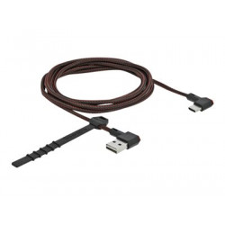 Delock Easy - USB kabel - USB (M) levý pravý úhel, reverzibilní do USB-C (M) levý pravý úhel, reverzibilní - USB 2.0 - 2 m - černá